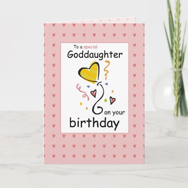 Goddaughter Birthday, Pink Card (Front)