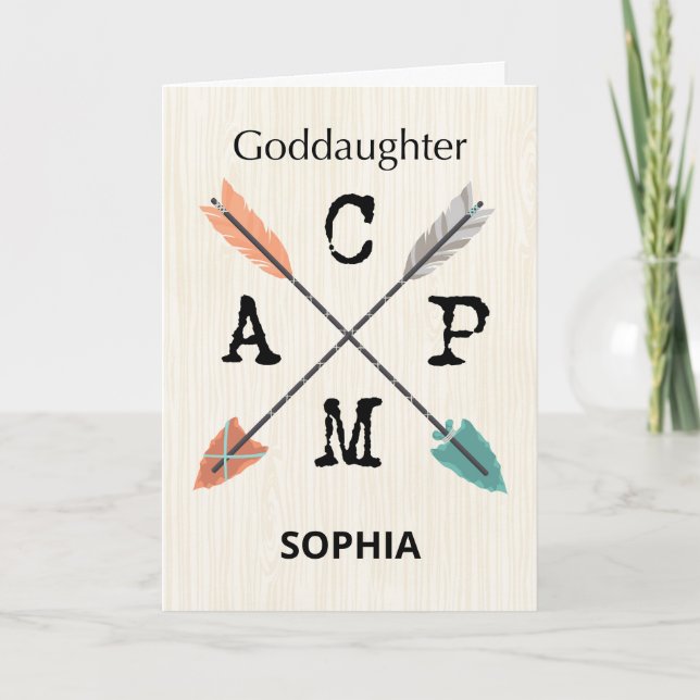 Goddaughter Camp Personalise Name Arrows Card (Front)