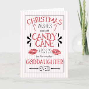 Goddaughter Candy Cane Kisses Christmas Wishes Holiday Card