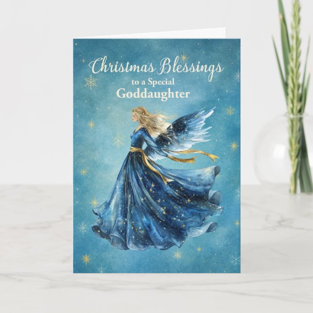 Goddaughter Christmas Blessings Angel of Light Card (Front)