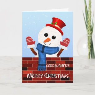 Goddaughter Christmas Snowman Holiday Card