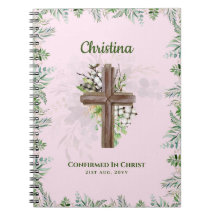 Goddaughter CONFIRMATION Pink Greenery Cross