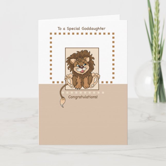 Goddaughter Congratulations on Baby, Lion Card (Front)
