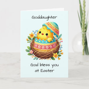 Goddaughter Easter Blessings Chick Breaking Out Card