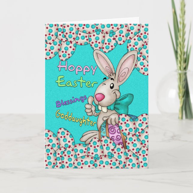 Goddaughter Easter Card With Easter Bunny And Eggs (Front)