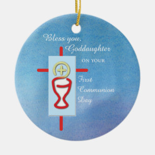 Goddaughter, First Holy Communion, Turquoise Ceramic Tree Decoration