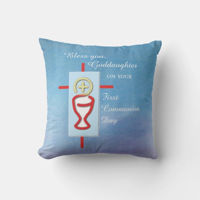 Goddaughter, First Holy Communion, Turquoise Cushion (Front)