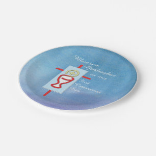 Goddaughter, First Holy Communion, Turquoise Paper Plate