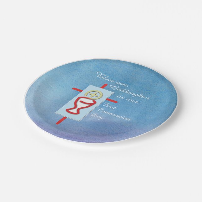 Goddaughter, First Holy Communion, Turquoise Paper Plate (Angled)
