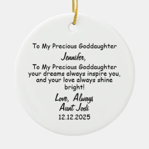 Goddaughter Gift, Christening Keepsake  Ceramic Tree Decoration