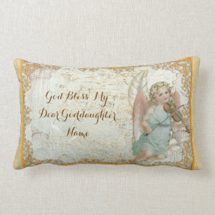 Goddaughter Gift Communion Baptism Angel Vintage Lumbar Cushion