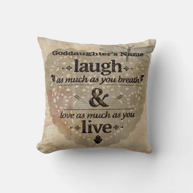 Goddaughter Gift Inspiring Angel Words Add Name Cushion (Front)