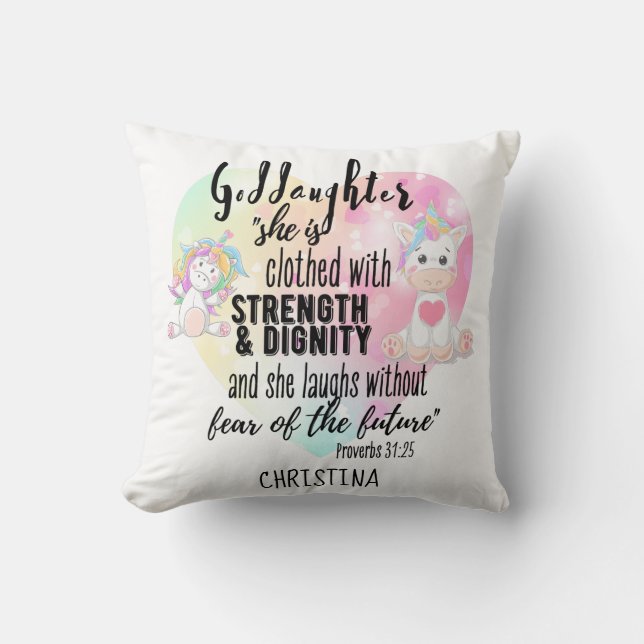 Goddaughter Gift Motivational Encouragement NAMED Cushion (Front)