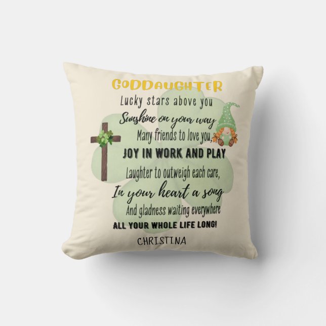 Goddaughter Gift Motivational Encouragement NAMED Cushion (Front)