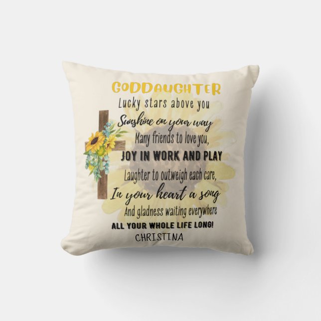 Goddaughter Gift Motivational Encouragement NAMED Cushion (Front)