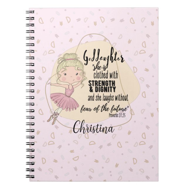 Goddaughter Gift QUOTE Proverb Blonde BALLERINA Notebook (Front)
