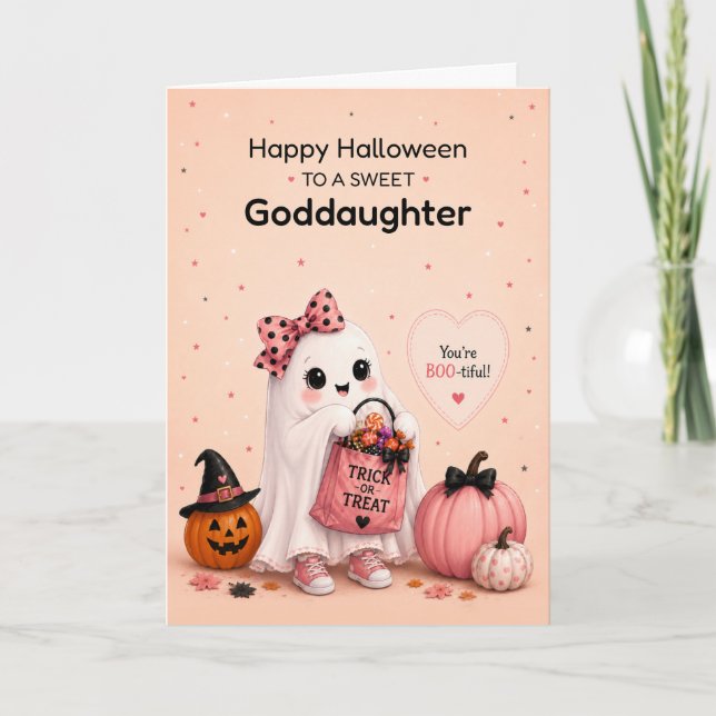 Goddaughter Halloween Cute Ghost Card (Front)