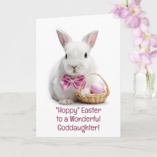 Goddaughter Happy Easter Cute White Bunny  Card