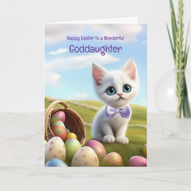 Goddaughter Happy Easter with Cute Kitten  Card (Front)