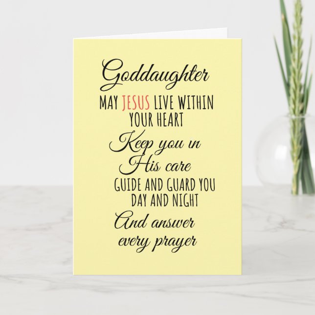 Goddaughter may jesus live within your heart  holiday card (Front)