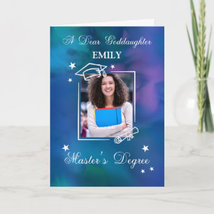 Goddaughter Photo Custom Name Master's Degree Card