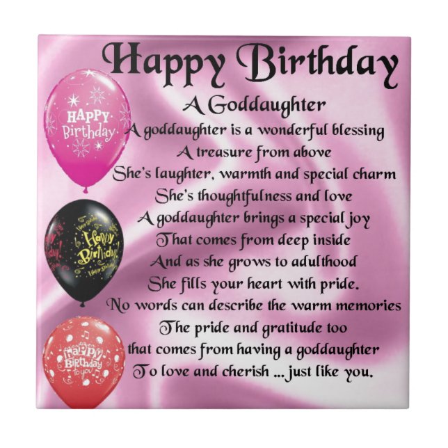 Goddaughter Poem - Happy Birthday Tile (Front)