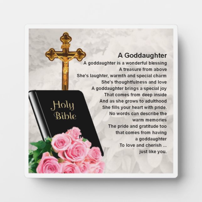 Goddaughter Poem Plaque  -   Bible & Roses  Design (Front)