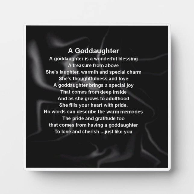 Goddaughter Poem Plaque  -  Black Silk design (Front)