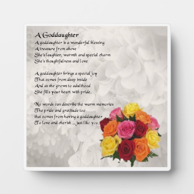 Goddaughter Poem Plaque  -  Flowers  design (Front)