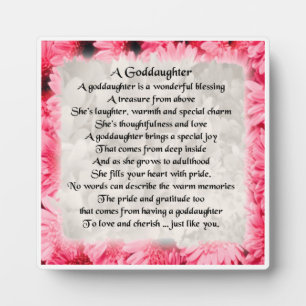 Goddaughter Poem Plaque - Pink Floral design