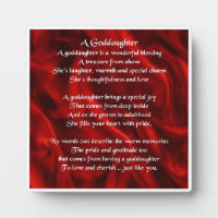 Goddaughter Poem Plaque  -  Red  Silk design