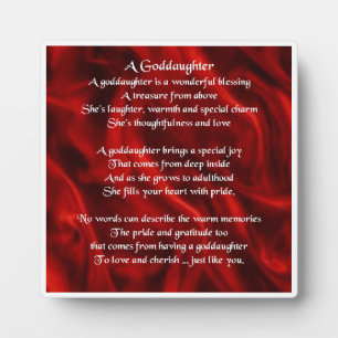 Goddaughter Poem Plaque - Red Silk design