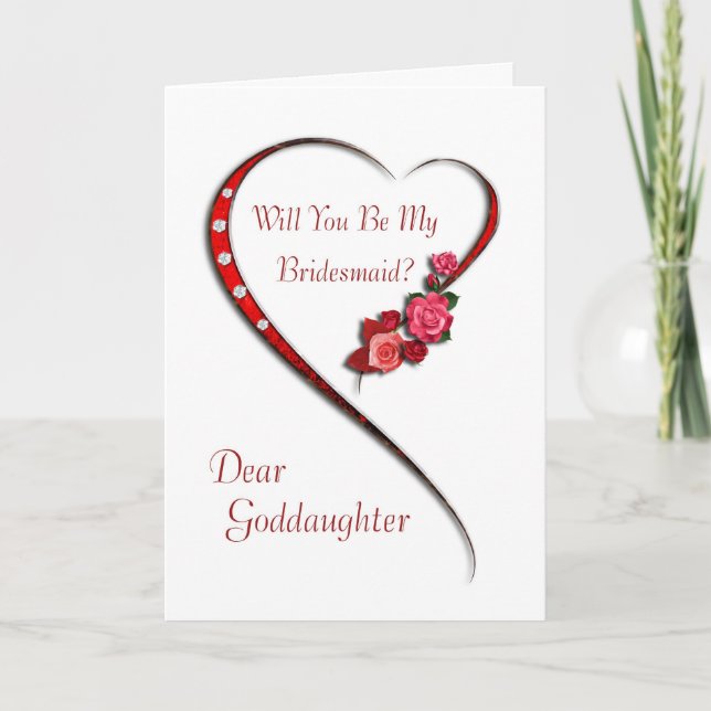 Goddaughter, Swirling heart Bridesmaid invite (Front)