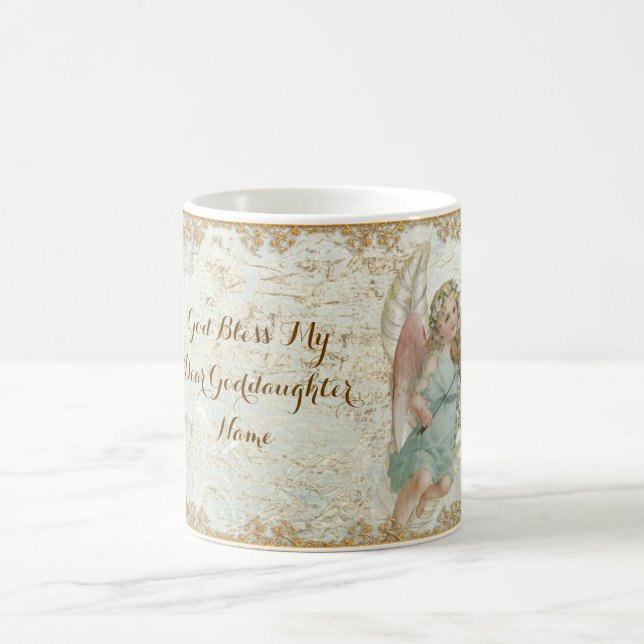 Goddaughter Vintage Art Angel Personalised Coffee Mug (Center)