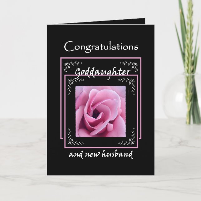 GODDAUGHTER Wedding Congratulations - Pink Rose Card (Front)