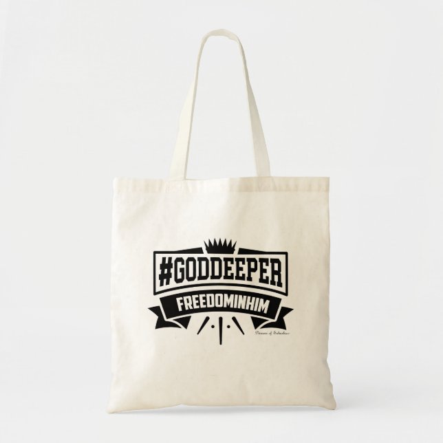 GODDEEPER (TM)- Freedom In Him Tote Bag (Natural) (Front)