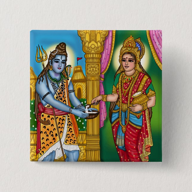 Goddess Annapurna Vintage Button (Front)
