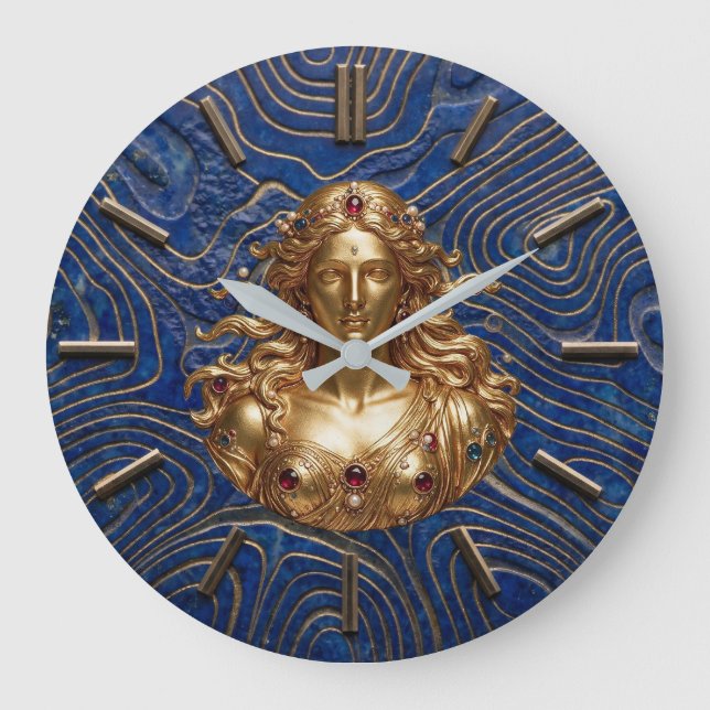 Goddess Aphrodite on Lapis Lazuli Dial  Large Clock (Front)
