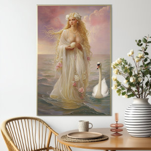 Goddess Aphrodite: Romantic Floral Swan Venus Poster
