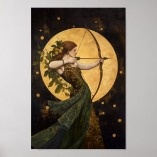 Goddess Artemis Art Nouveau Greek Mythology  Poster