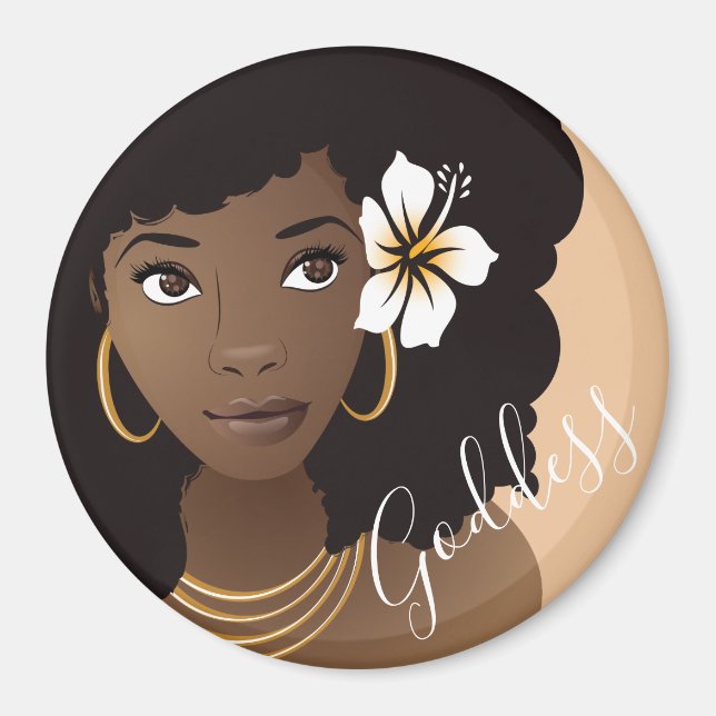 Goddess, Black Woman with a Flower in her Hair Magnet (Front)