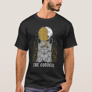 Goddess Cat Moon Tarot Card Pagan Goblincore Goth T-Shirt