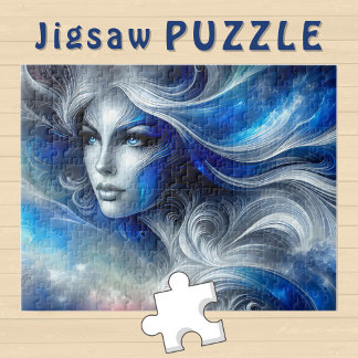 Goddess Celestial White Blue Head February - Jigsaw Puzzle
