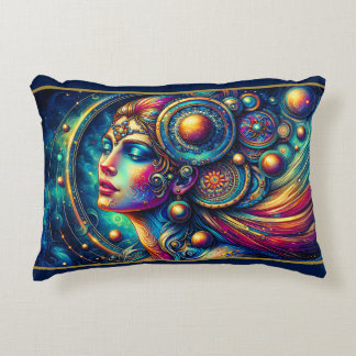 Goddess Colourful Head round Jewellery March - Decorative Cushion