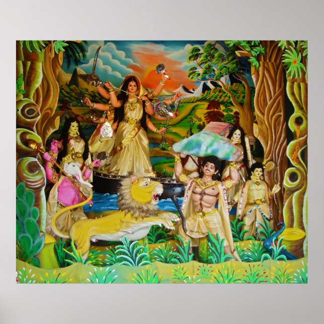 Goddess Durga at Durga festival in Burdwan Poster (Front)