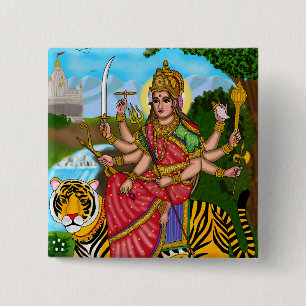 Goddess Durga Button