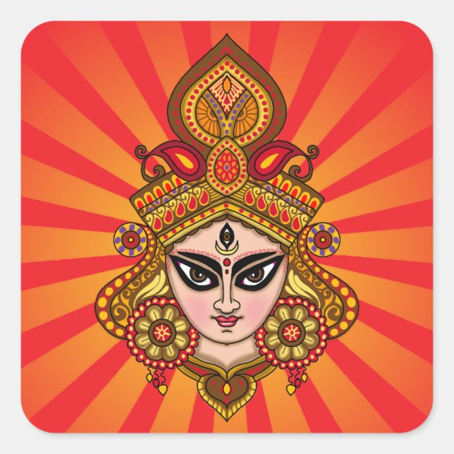 Goddess Durga Face Sticker (Front)