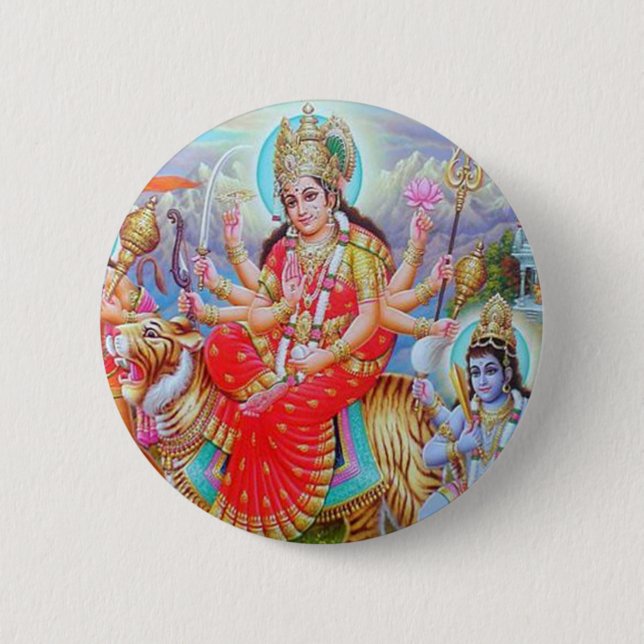 Goddess Durga Ji 6 Cm Round Badge (Front)