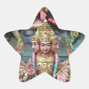 Goddess Durga with Three heads Hindu temple Star Sticker