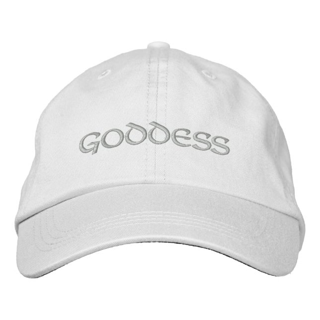 Goddess Embroidered Hat - Silver Text (Front)